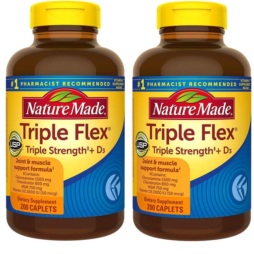 Nature Made TripleFlex, glukozamin Chondroitin in MSM - 2 steklenice, 200 Caplets vsak, 400 Kaplets skupaj