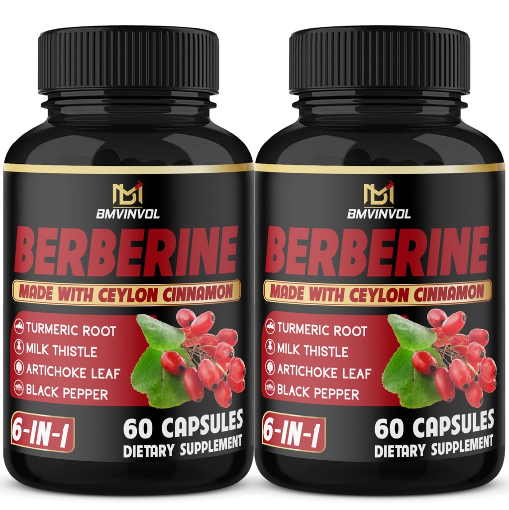 (2 pakiranji) Berberine Supplement Plus Ceylon Cimet, Kurkuma, Artičoke, Mlečni osat, črni poper - 120 kapsul - 4 mesece dobave