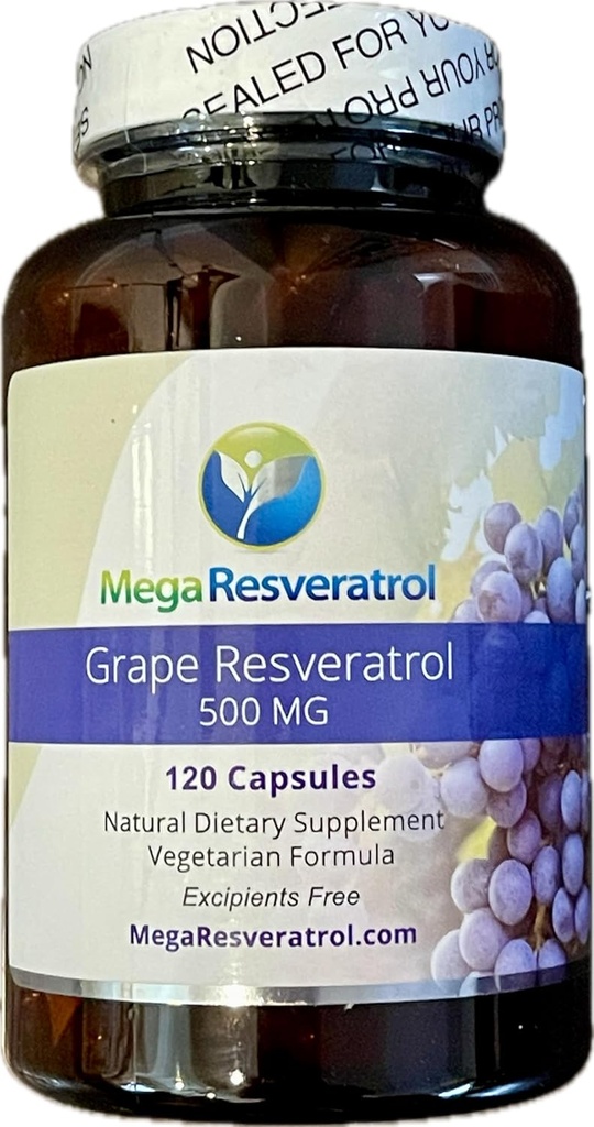 Mega Resveratrol Koža rdečega grozdja, Piceid Resveratrol, vodna raztopina/visoka absorpcija/boosts dušikov oksid. 500 mg na kapsulo. Čistost Certificirana. NO Toksične ‚neaktivne‘ sestavine. Keto, Vegan, Non-GMO.