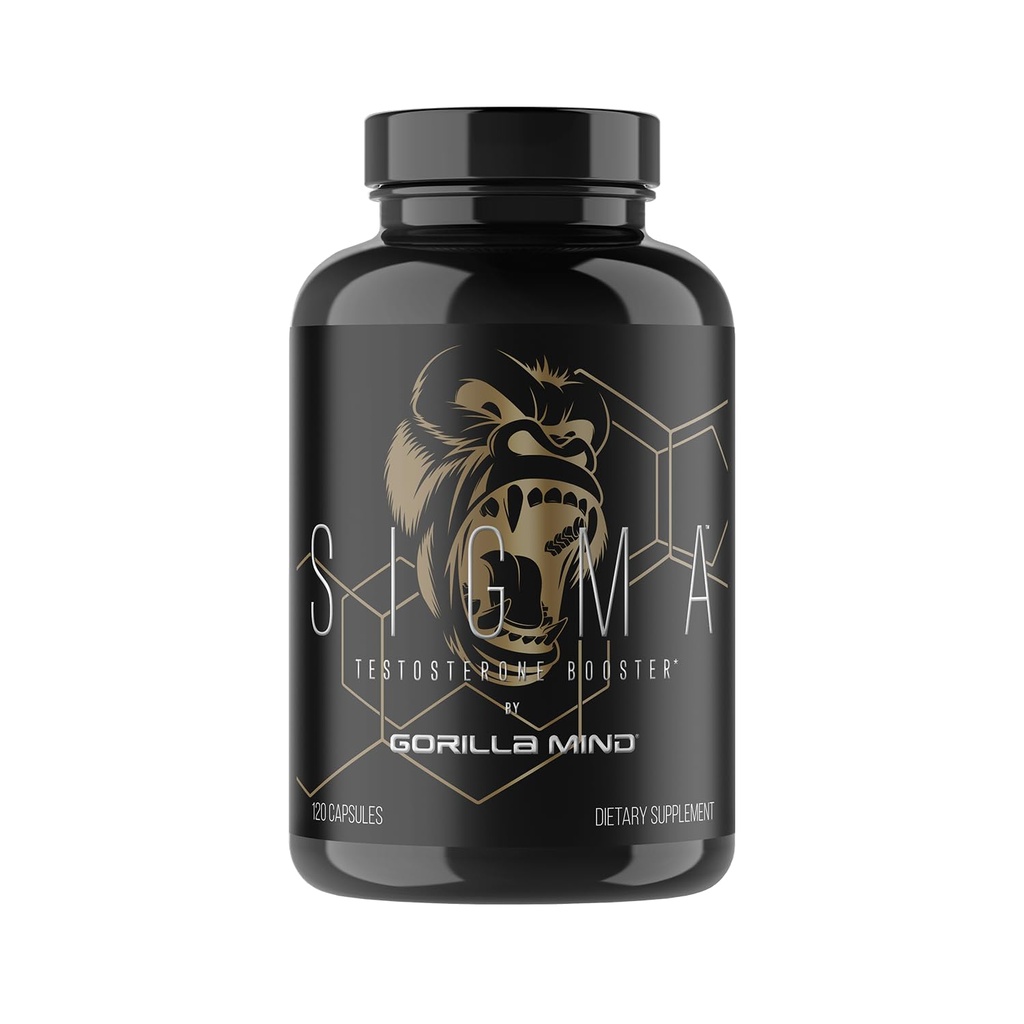 Gorilla Mind Sigma Testosteron Booster - izdelan s Tongkat Ali in Fadogia Agresis Extract za podporo višji ravni testosterona (120 kapsul)