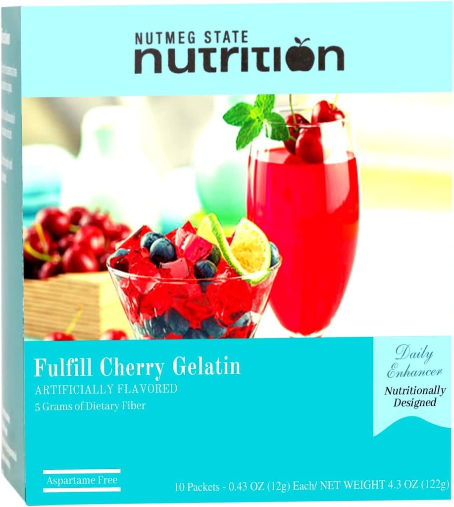 Nuttmeg State Nutrition – Visoka vsebnost fiber Drink Mix, Nizka kalorie, Maščoba brez, Brez kofeina, Sladkor brez sladkorja, naravno aromatiziran, Idealni beljakovin kompatibilni, Aspartam brezplačno, 10 Serving na škatlo (Češnjev želatin)