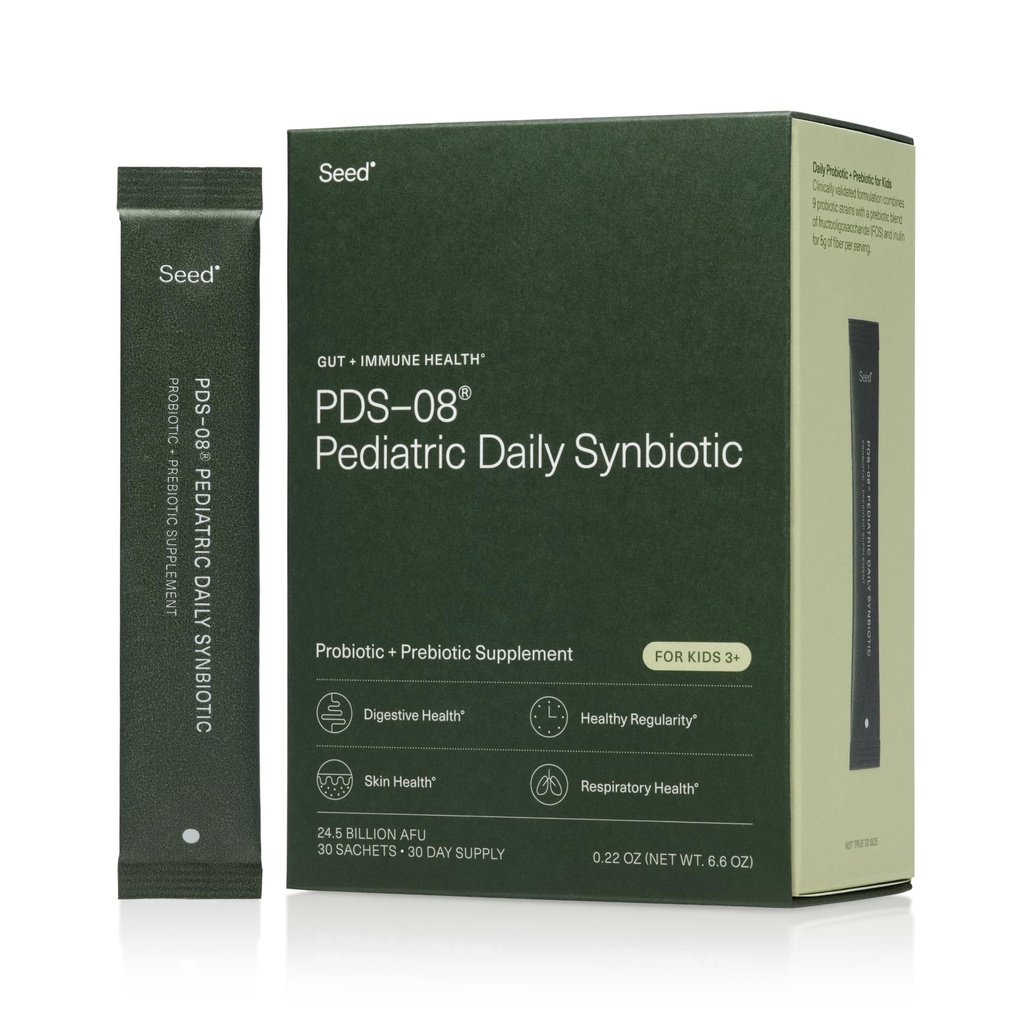 PDS-08 Pediatric Daily Symbiotic - Fiber-Based Prebiotic & Probiotic za otroke - Prebavno zdravje, Rednost, Zaprtje Relief - Starost 3-17 - Vegan in Rokavica - 30 Sachets (30-dnevno oskrbo)