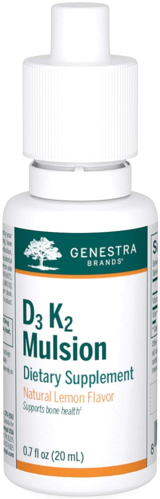 Genestra Znamke D3 K2 Mulsion - Tekoči vitamini za zdravje kosti - Naravni limona - 122 Serving