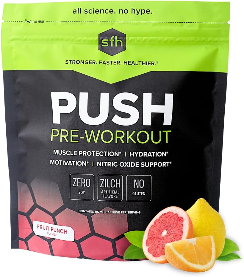 SFH Push Pre-Workout Powder (Fruit Punch) BCAAs for Muscle Repair 