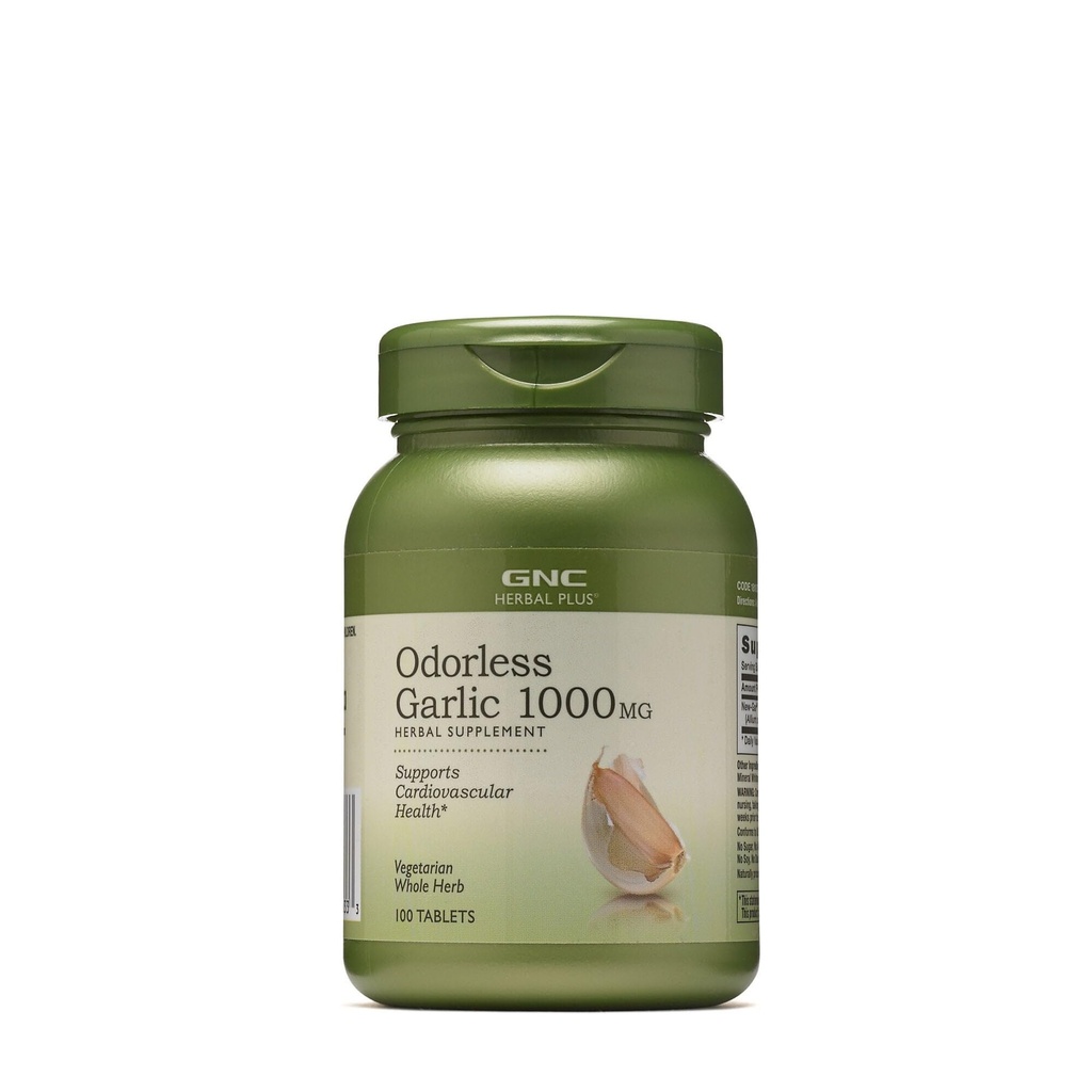 GNC Zeliščni Plus Obdorless Česen 1000mg dodatek, vegetarijanski, Podpira kardiovaskularno zdravje, 100 Serving