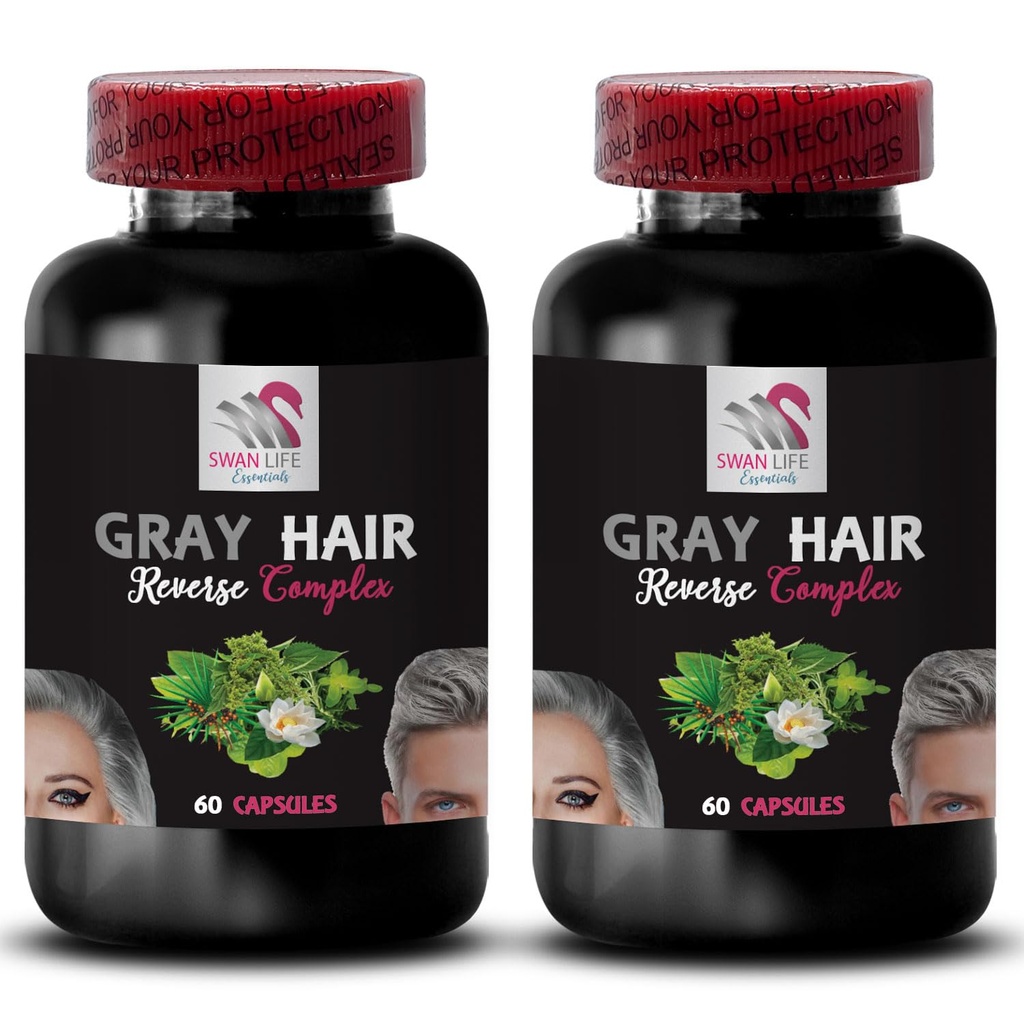 Revitalizer za lase - GRAY HAIR REVERSE - Barvni pospešek, Radiantni lasje, Obujanje las, Preobrazba las, Glossy lasje, Mladi videz, Bogata barva las, Lesk za lase, Sveža barva las 2Bot 120Caps