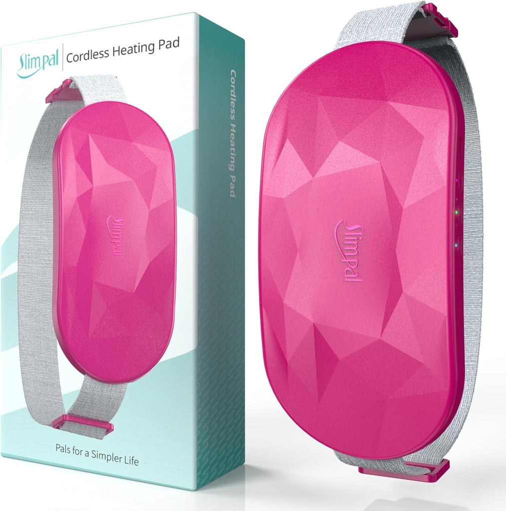 Slimpal prenosni ogrevalni Pad za obdobje Cramps, električni akumulatorski hrbet Belly Waist ogrevanje Pad za menstrualne Cramp Relief, Rechargeable Obrabljeni toplotni pas darila za svoje ženske žene, temno roza