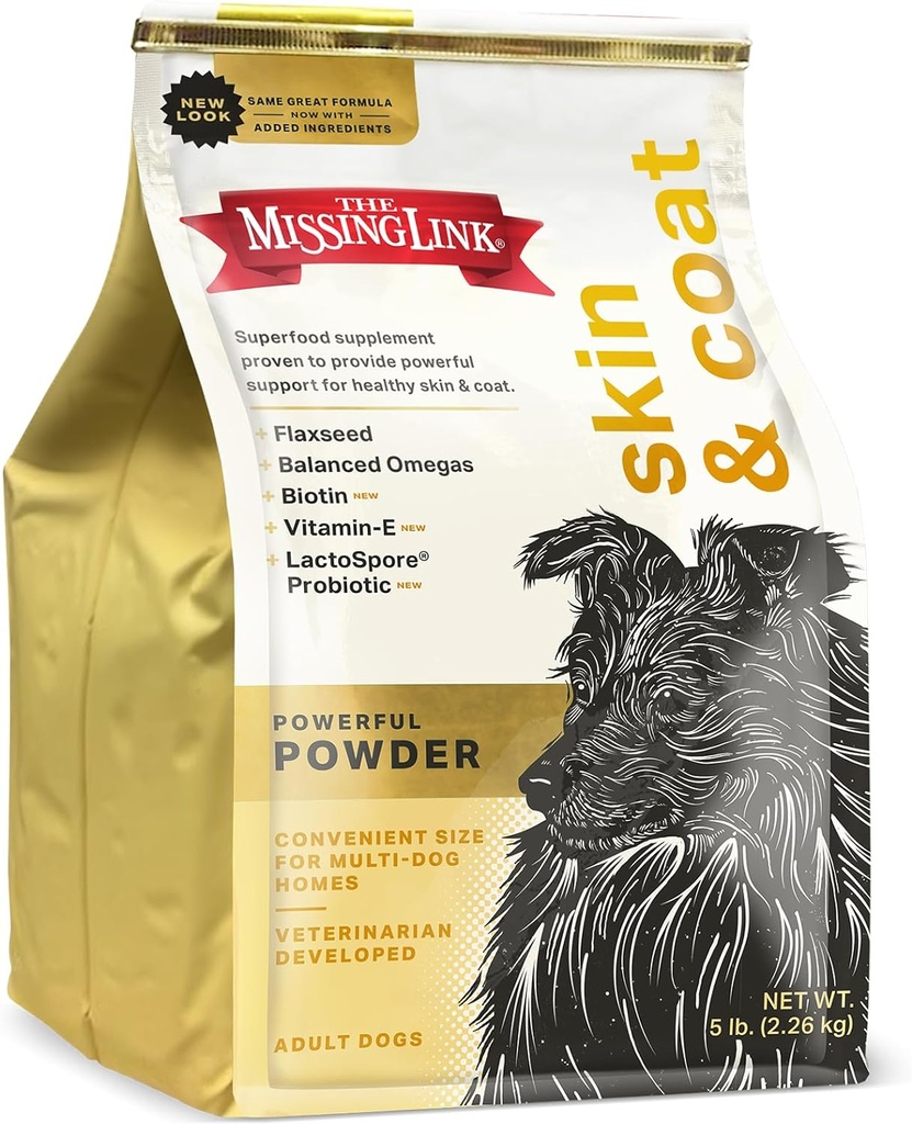 Manjkajoča povezava kože in plašč + probiotiki dodatek 5lb vrečka - močna superhrana v prahu za pse podpira zdravo kožo in glossy plašč, spodbuja rast las
