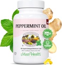 Maxi Health Peppermint Oil Kapsule – organsko ingverjevo olje in komarček Zapoznela release Kapsule – zaužita prehrana Košir Peppermint dodatek za digestivno podporo (60 Kapsule)