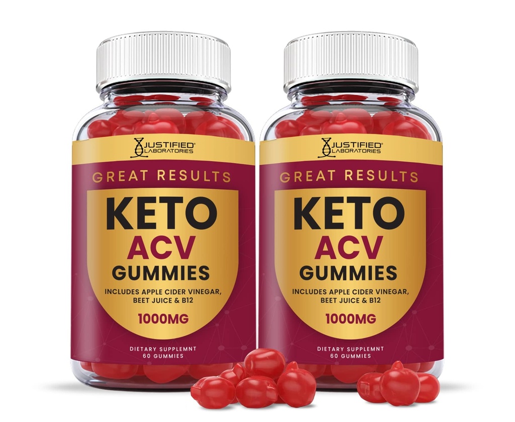 Upravičeni laboratoriji (2 Pack Great Results Keto ACV Gummies 1000MG z granatno sokovno peso Root B12 120 Gummys