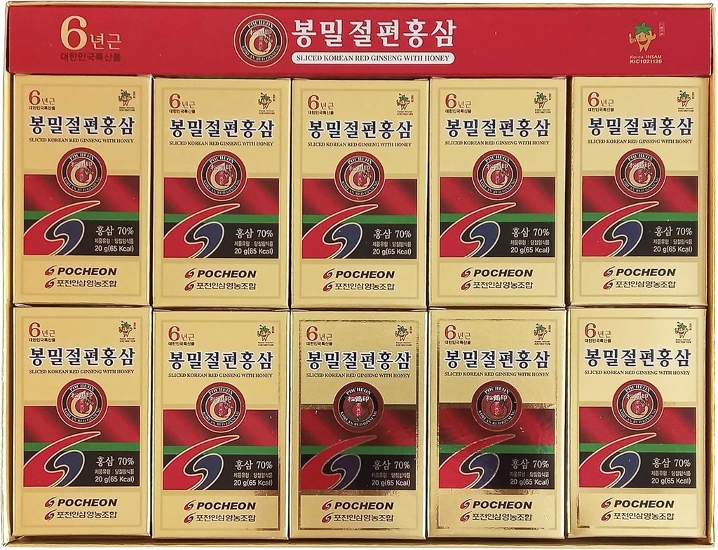 Pocheon 200g(10ea X 20g) 6Leta razrezana korejska Panax rdeče ginseng korenine z medom, Saponin, naravno imuno podporo