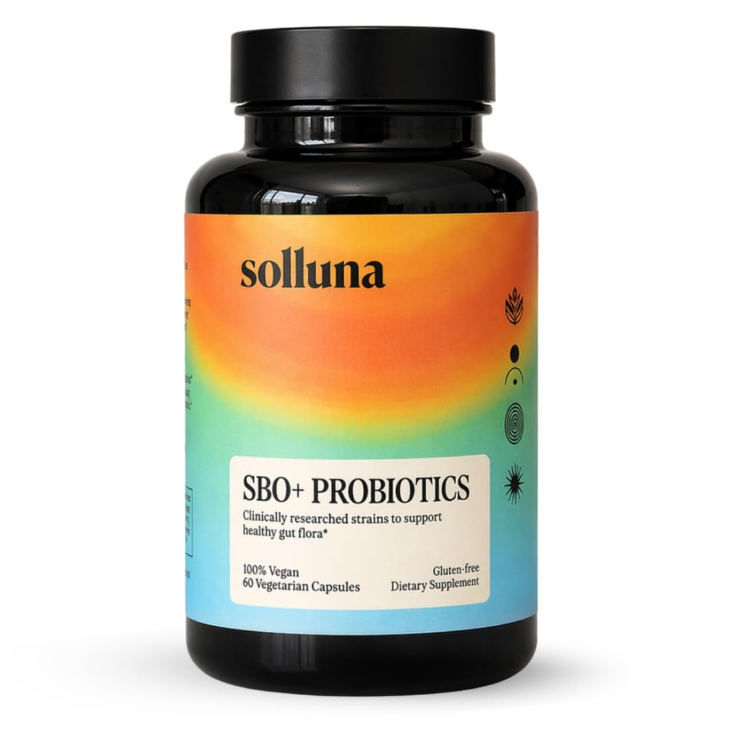 Feel Good SBO probiotiki – organizmi na osnovi tal (SBOs), prebiotiki, postbiotiki, huminska kislina, Shilajit, Chaga & Turčija Tail goba za prebavo – Solluna Kimberly Snyder (60CT) Vegan & Non-GMO