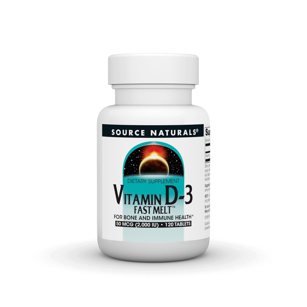 Vir Naturals Vitamin D-3 Hitra talina, podpira zdravje kosti in imunskega sistema* - Črna Cherry Peach Flavor - 120 Fast Melt tablete