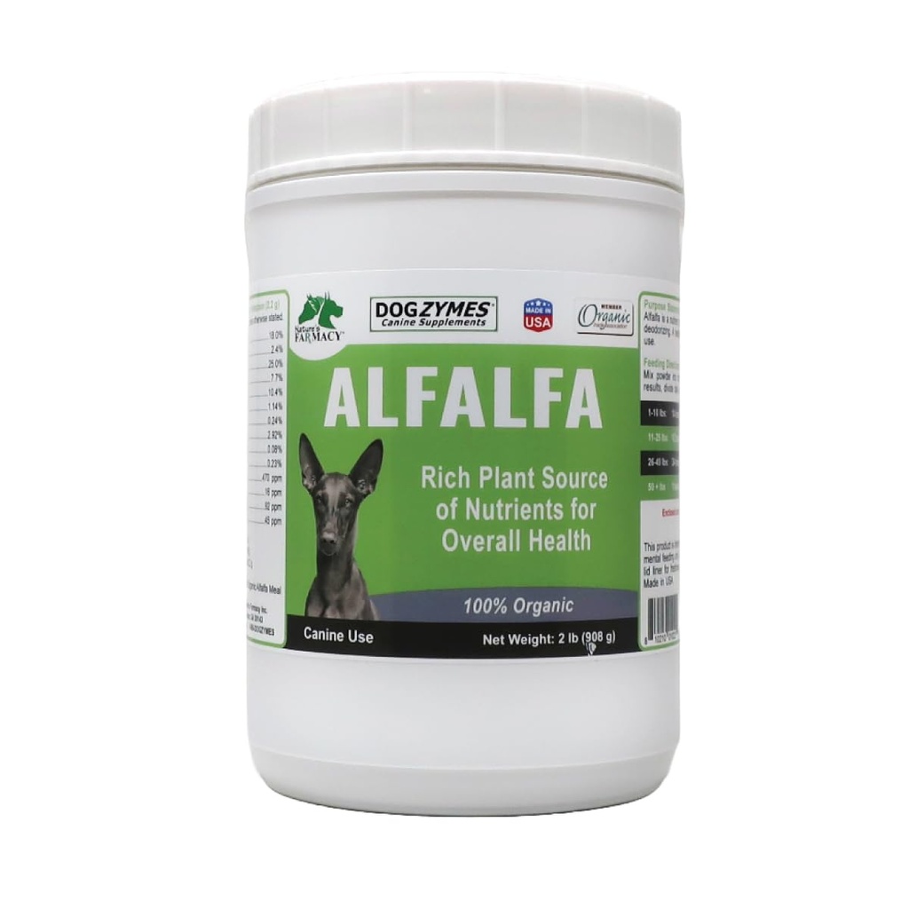 Dogzymes Organic Alfalfa - Bogat vir vitaminov in mineralov, pomoč pri vsem od anemije, boj proti artritisu in preveč acidični urin in pomoč, da bi Stave off Bladder okužbe (2 funt)