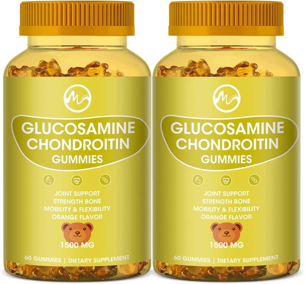 Glukozamin Chondroitin Gumies z MSM - 1500mg ekstra moč za skupno podporo, Imunska podpora - za odrasle, moške in ženske, 60 število, paketi po 2