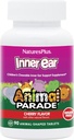 Natures Plus Živalska parada Notranja podpora za ušesa Otroška žvečljiva - naravna češnjeva aroma - 90 Animal-Shaped tablete - Probiotic dodatek - Gluten Free - 45 Serving