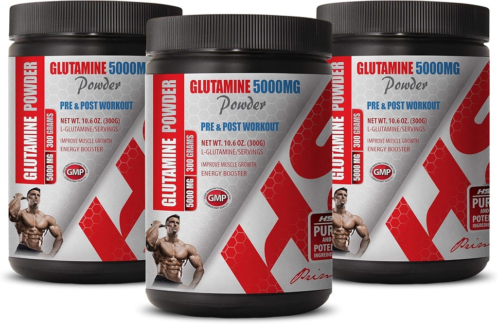 Mišična regeneracija Aminokisline - PRE & Post Workout - GLUTAMIN prašek 5000MG - glutamin prašek Non-GMO - 3 pločevinke 900 gramov