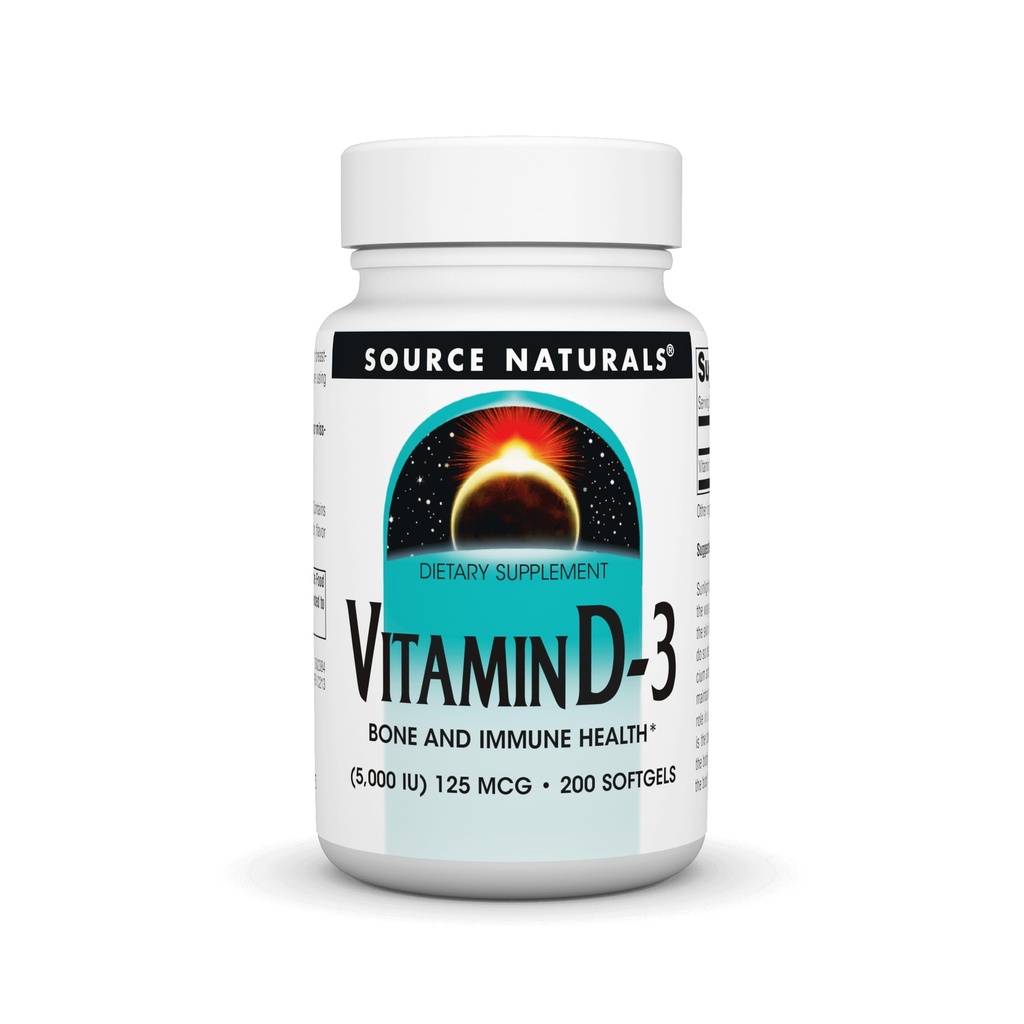 Vir Naturals Vitamin D-3 5000 iu Podpira zdravje kosti in imunskega sistema* - 200 Softgels
