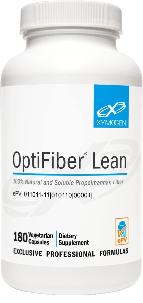 XYMOGEN OptiFiber Lean, Daily Fiber Supplement tablete - 100% naravni topen Propolmannan dietna fiber - Podpora prebavljanje, Zadovoljstvo & Rednost - Služi kot prebiotik (120 kapsul)