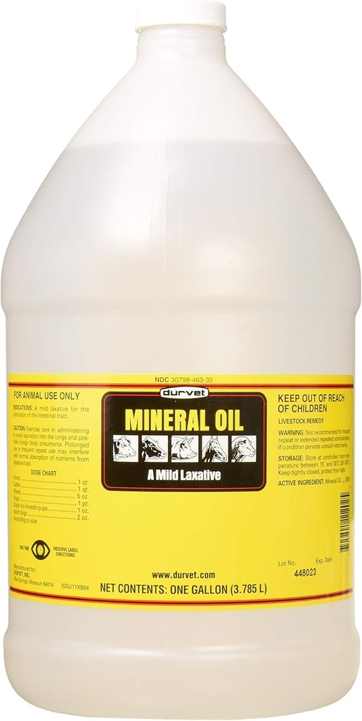 Durvet, blago laksativno mineralno olje, 1Galon/3.785L