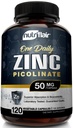 NutriFlair Cinkov pikolinat 50 mg, 120 kapsul - največja absorpcija Cinkove dodatne tablete - Imunski sistem Booster, Imunity Defense, Močni ne-GMO antioksidant - Primerjaj z glukonat, Citrat, oksid
