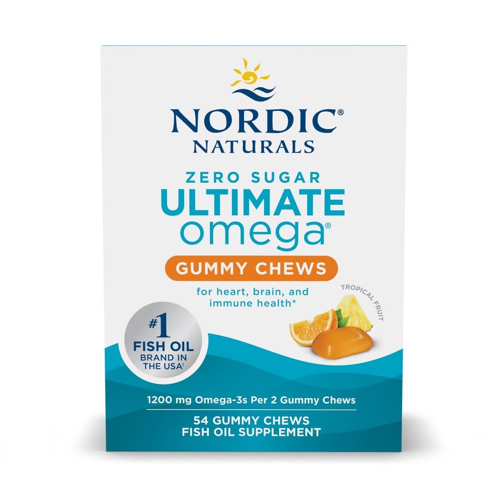 Nordijska naravna nič sladkorja Ultimate Omega Gummy Chews - Tropsko sadje - 54 Gummy Chews - Non GSO - Optimalna Wellness - 27 Sluge