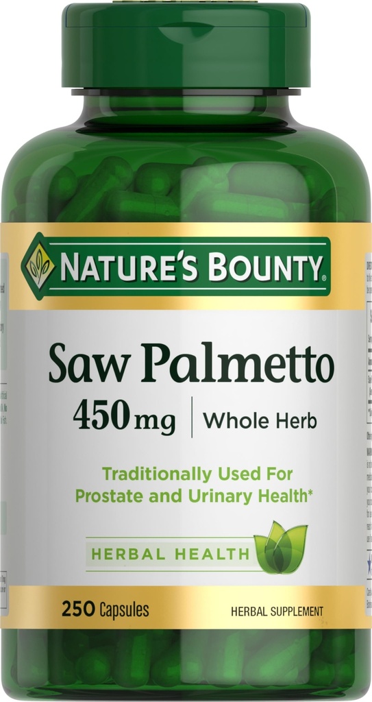 Narava Bounty Saw Palmetto Podpora za prostato in zdravje urina, Zeliščno zdravje dopolnilo, 450mg, 250 Kapsule