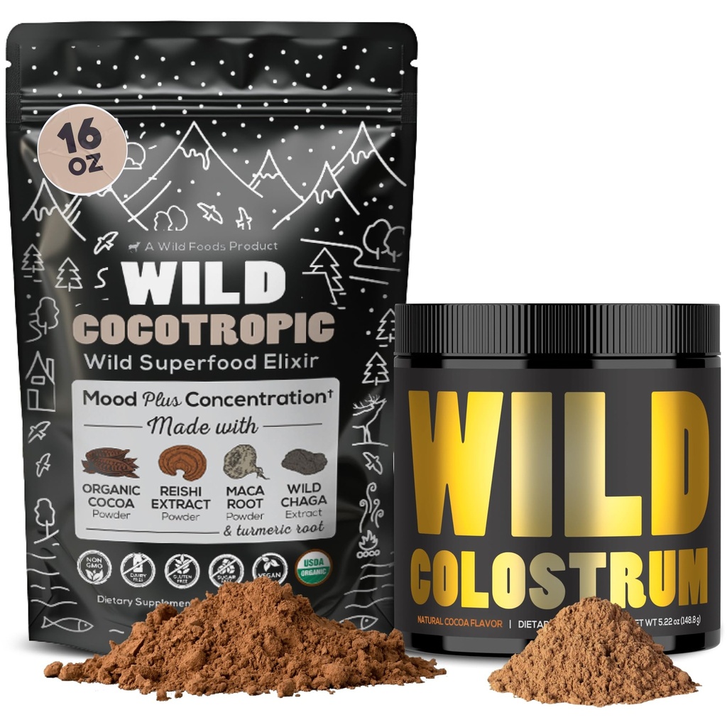 Kokotropna organska goba Cacao Mix (16oz) & kolostrum prašek (5.22oz)