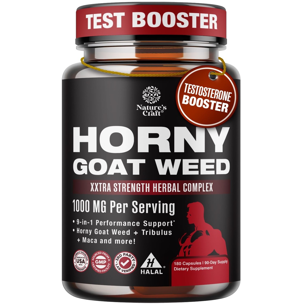 Horny Kozel za moške - Dodatna moč moški dodatek s črno Maca koren, Tongkat Ali, Saw Palmetto & Panax Ginseng ekstrakt za Stamina & Energija - 180 Kapsule