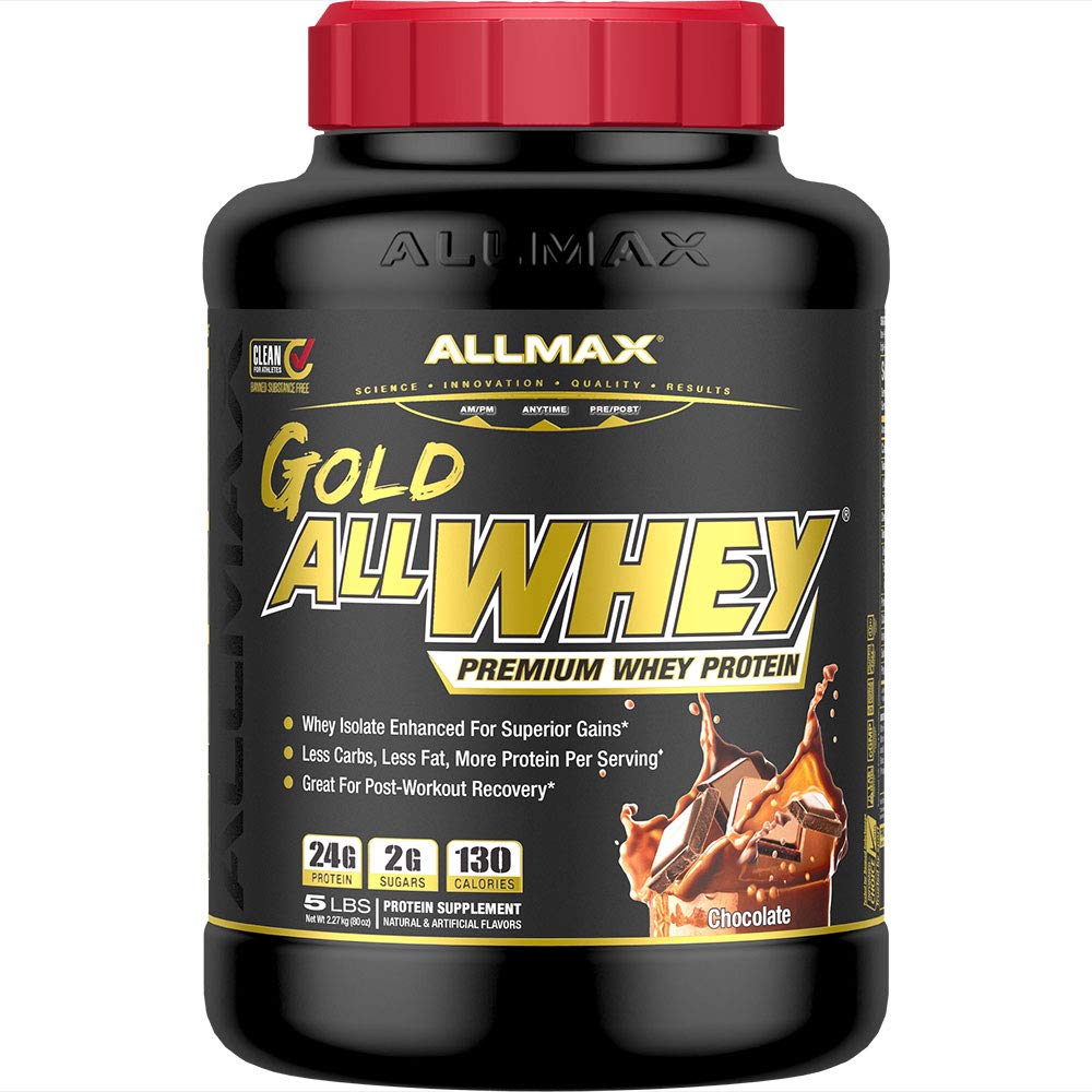 ALLMAX Nutrition Gold ALLWHEY, čokolada- 5 lb - 24 Gram proteinov na Scoop - Gluten Free, Nizki Carb & Nizki sladkor - Pribl. 71