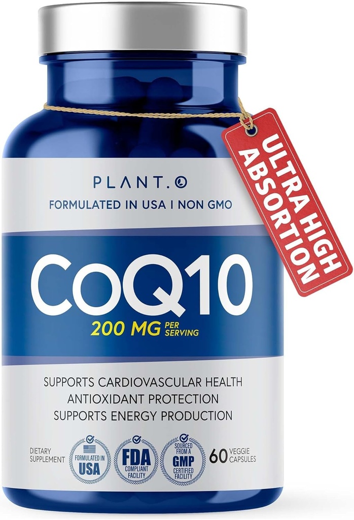 CoQ10 200mg Softgels ǀ Premium Rapid Release Coenzyme Q10 ǀ Heart Supplement, Energy Production, Immune Support ǀ 60 Liquid Capsules