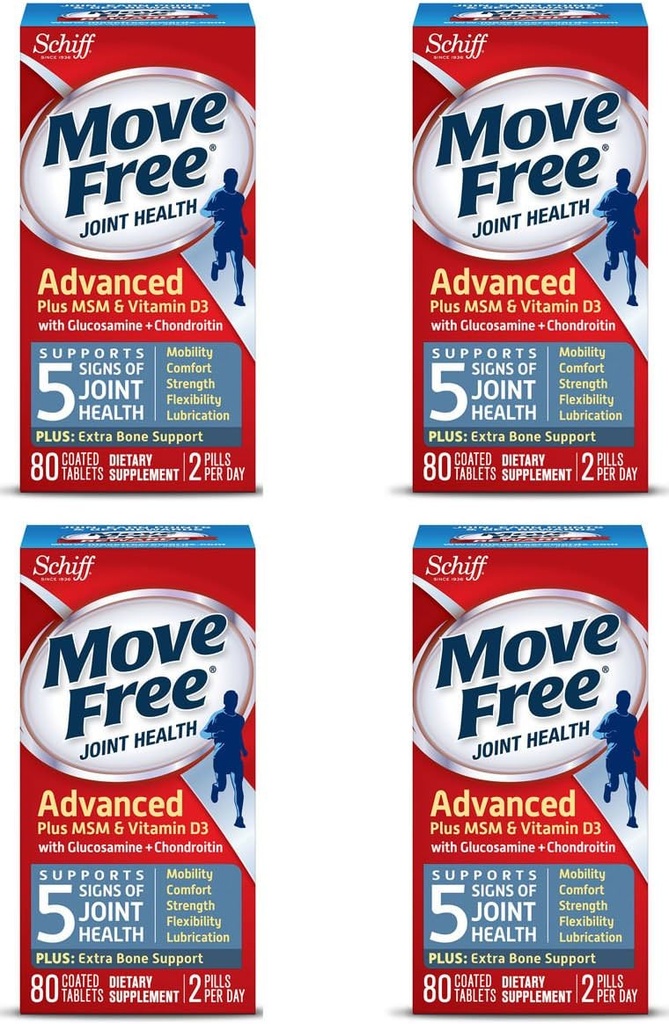 Move Free Advanced Plus MSM in vitamin D3, 80 tablet - Skupni zdravstveni dodatek z glukozaminom in hondroitin (paket 4)