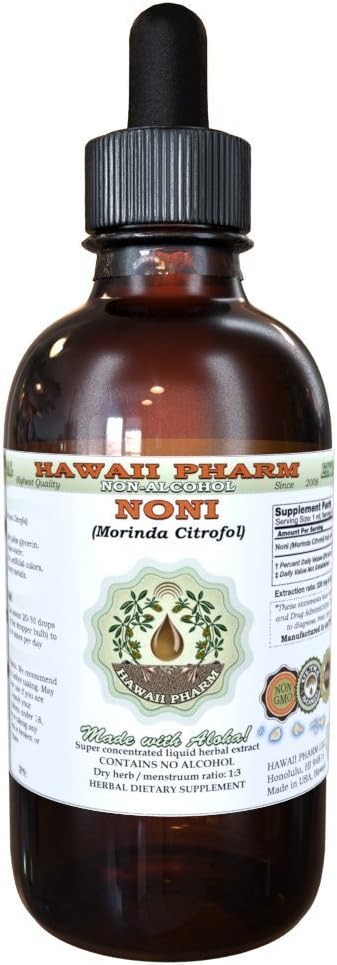 Tekoči ekstrakt brez alkohola Noni (Morinda citrifolia) Suhi sadni glicerit Naravni zeliščni dodatek, Havaji Pharm, ZDA 2 fl.oz