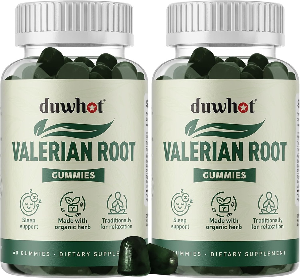 Valerian Root Gummy, Organic Valerian Root za spanje in stres Relief, Izboljšana s kamilični cvet za odrasle, Otroci-prijateljski, Apple Flavor, 120 grofov