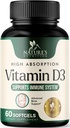Vitamin D3 dodatek 5000i.e. (125 μg) - ekstra moč Vitamini D-3 dietne softgels za kosti, zobje, zdravje mišic in imunske podpore, hitra absorbcija Mini D Softgel, Non-GMO, Gluten Free - 60 Count
