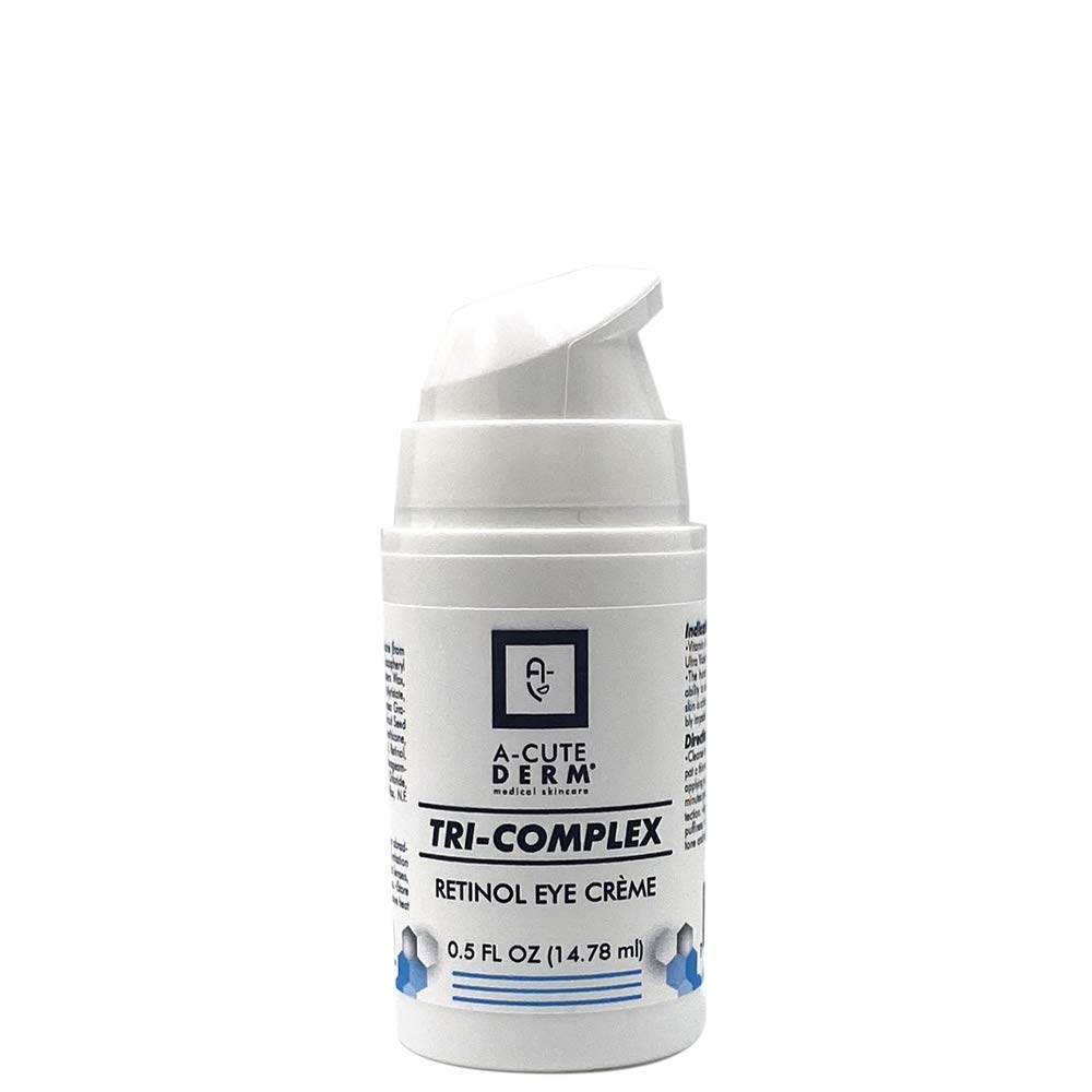 A-Cute Derm Tri-Complex Retinol Eye Crème – Hydrating Eye Cream z Retinol, Vitamin C & E – Pomaga gladiti videz finih linij – 0.5 oz