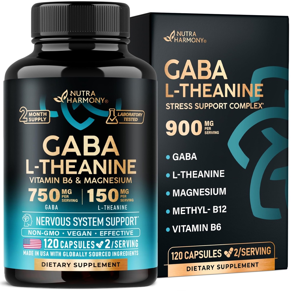 GABA L-Theanin 900 mg - Made in USA - Magnezij 