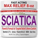 Sciatica Živčna krema - največja moč Comfort krema za noge, roke, noge, prste, nazaj - naravna Ultra moč Arnica, MSM, Mentol, Pomirjujoče udobje, Velika 8 Oz