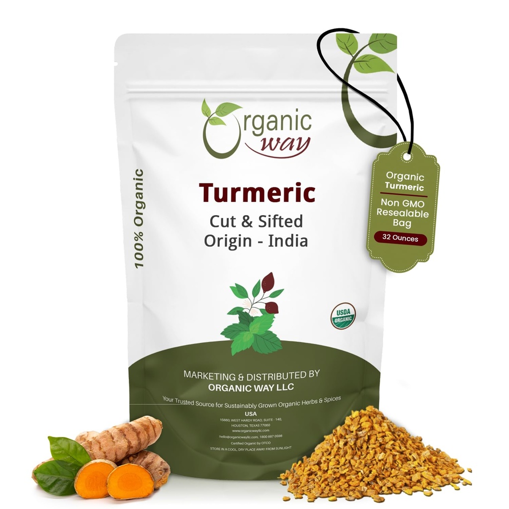 Organic Way Turmeric/Haldi Root Cut & Sifted (Curcuma Longa) - Zeliščni čaj 
