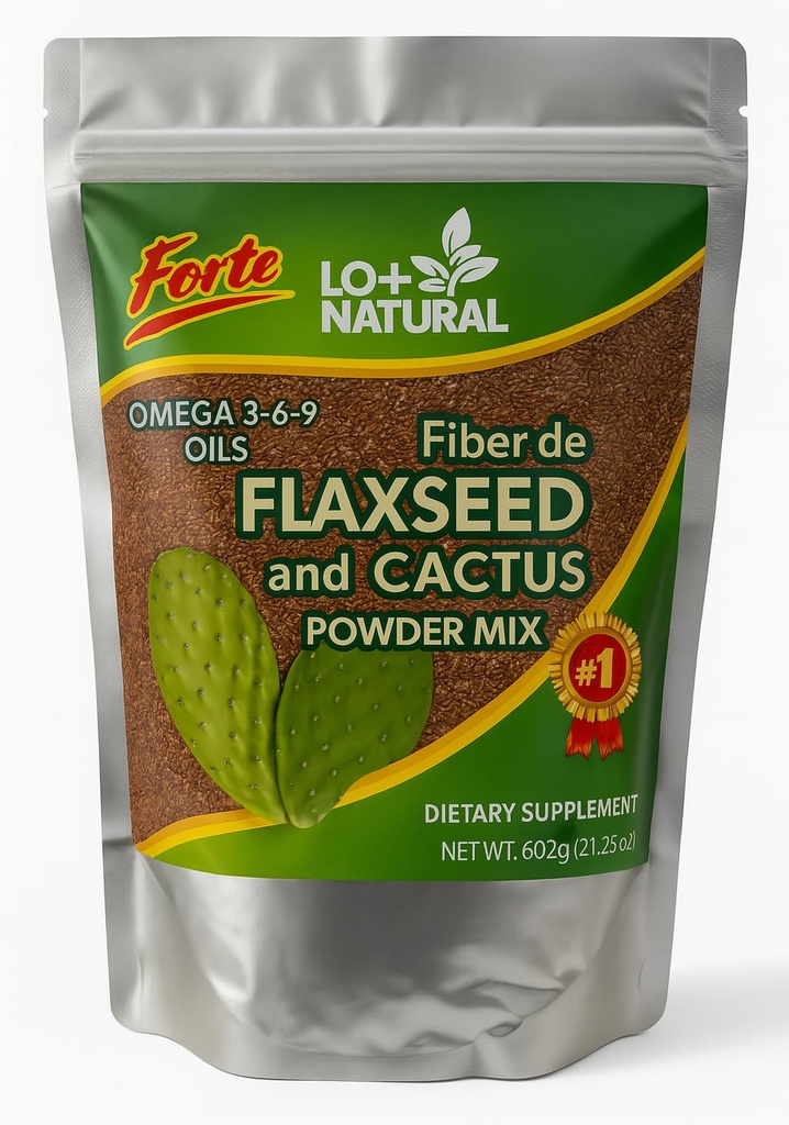 Linaza con Nopal Forte – 8 oz – 100% naravno Laneno seme & Nopal Kaktus Powder – Fiber-Rich Prebavna podpora – Zemeljska mešanica dietna dopolnila – Vegan & Non-GMO