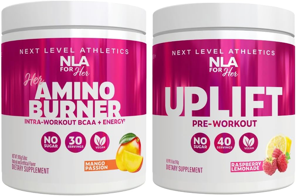 NLA za njeno Pred / Intra Workout Stack (Vključuje njen termogenski Amino mangov pasijon in Uplift Pre Workout Malina limonada)