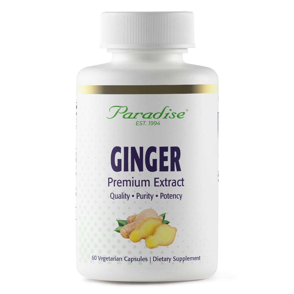 Paradise Zelišča Premium Ginger Extract za digestivno zdravje, Super Potent, Ultra Pure, Vegan, Non-GMO, Gluten brezplačno, 60 vegetarijanske kapsule