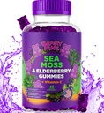 Sea Moss Gummies & Elderberry - Vitamin C + cink – Dodatna moč Imunska in ščitnična podpora Gummy Bears za otroke in odrasle - 60 Seamoss Gummies - Made in the USA