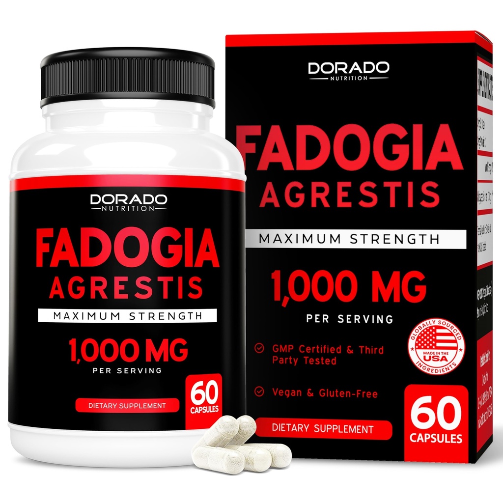 Fadogia Agressis Extract 1000mg na serviranje - [največja moč] - Moč, pogon, atletske zmogljivosti, mišična masa - tretja stranka Tested - nič polnila - Gluten prost, ne-GMO, Veganske kapsule