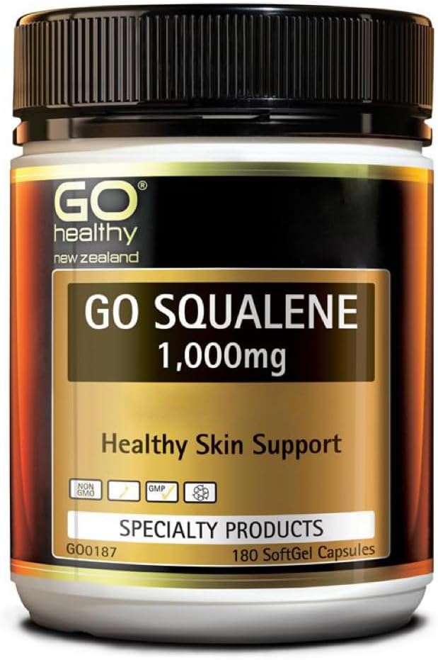 Go Healthy Go Squalene Skin Support, antioksidant Protection, Cholesterol Level Support 1000mg 180 Softgel Caps