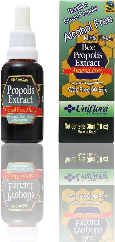 Uniflora Brazilian Green Bee Propolis – 60 Brix – Tekoči ekstrakt brez alkohola – okus mete – 30ml