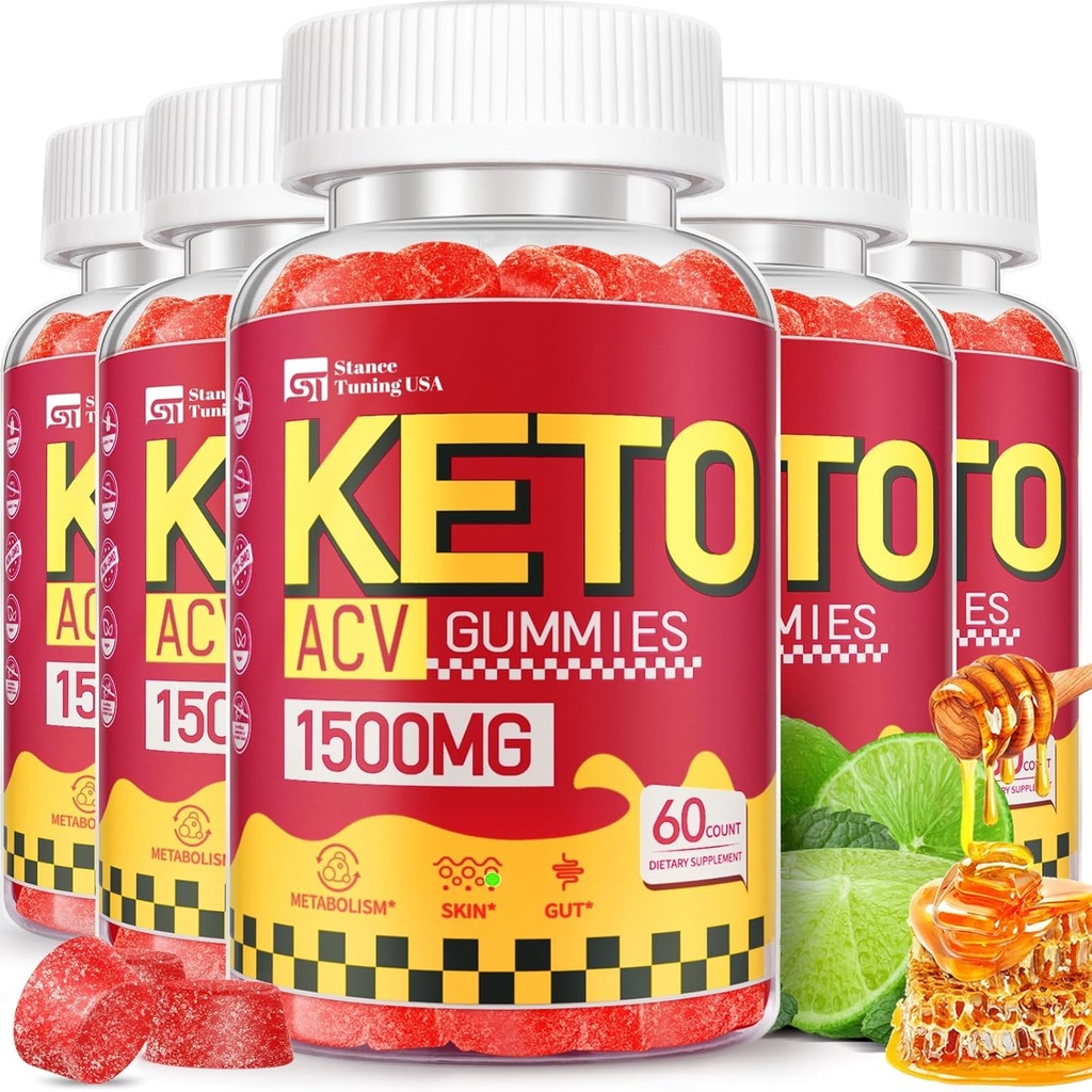 Keto ACV Gumies - 1500MG ACV Keto Gumies za ženske - Jabolčni kis z mamo, probiotiki, vitamini B6 B12 za Gut Prebava - Vegan & Non-GMO,5 Pack