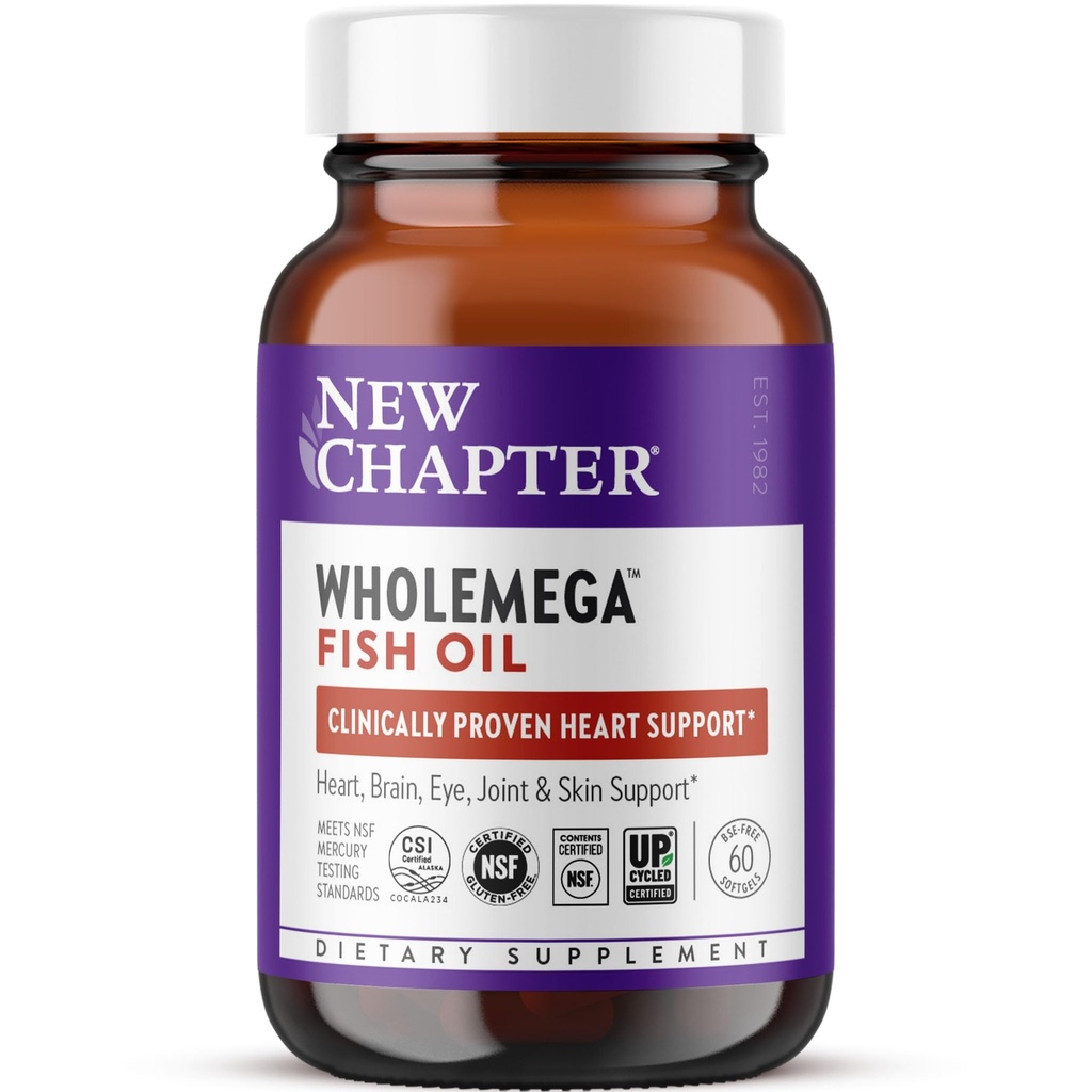 Novo poglavje Hollomega Fish Oil Supplement - 2000mg na Serving, klinično dokazano Wild Aljaska Salmon Oil z Omega-3 + Vitamin D3 + Astaksantin, 60 Softgels
