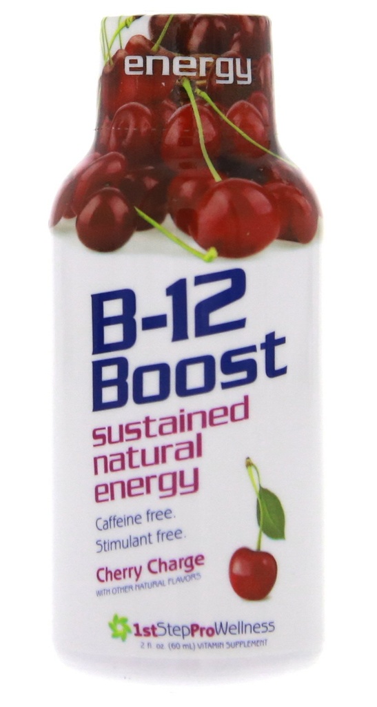 1. korak za energijo B-12 Boost Cherry Charge 12 (2 fl oz) steklenice