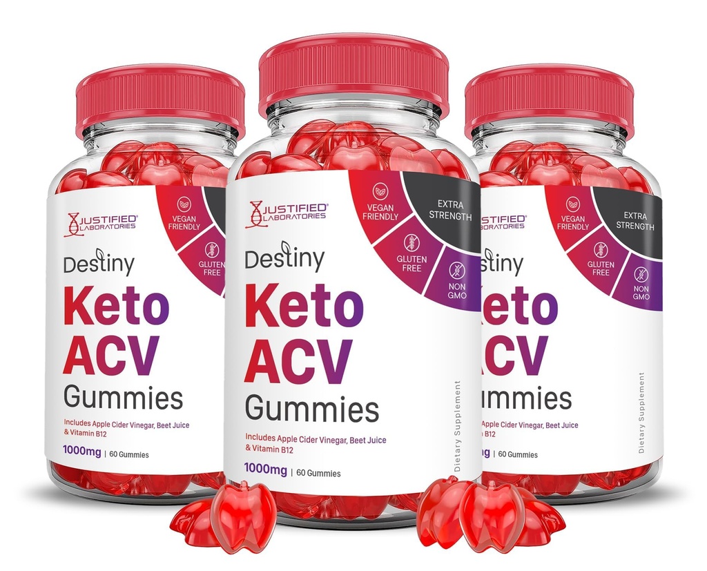 (3 Pack) Destiny Keto ACV Gumies Napredna Formula 1000MG Destiny Keto Gumies Apple Cider Vinegar Oblikovan z Granit Beet Juice v prahu B12 Vegan Non GSO 180 Gummys